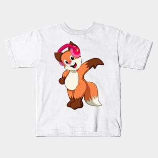 Fox at Music with Headphone Kids T-Shirt